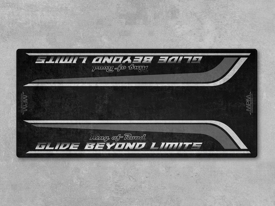 Harley Davidson Road Glide CVO parking mat in Dark Platinum, a durable pit mat and floor cover built for racetrack and showroom use.