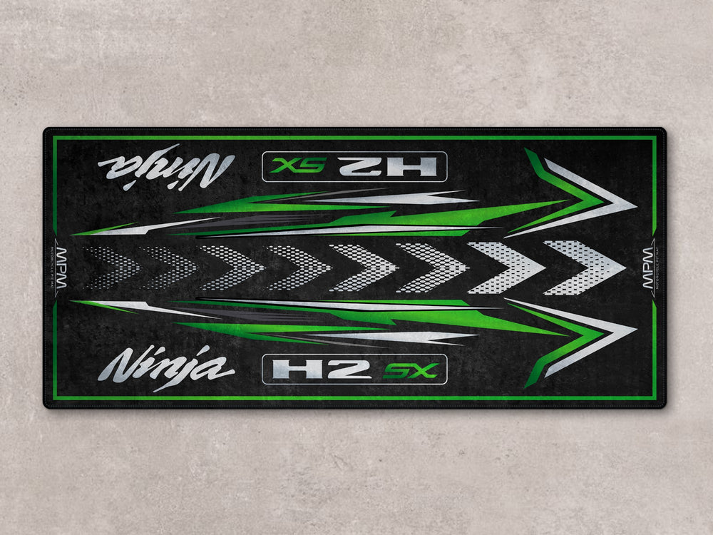 Rug for H2 SX riders. Ideal parking mat and pit mat for racetrack prep, showroom use, or bike zone display.