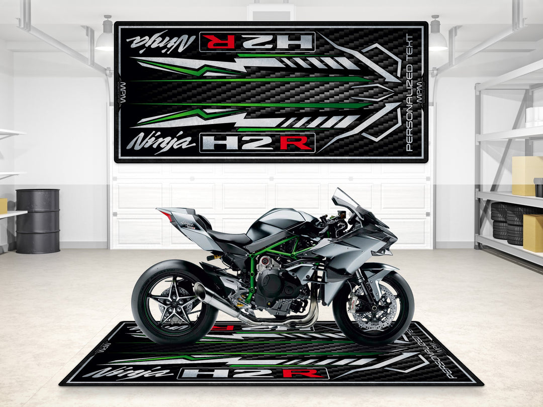 Ninja H2R pit mat for bike zone or showroom. Durable floor cover and carpet designed for motorcycle gear and rider needs.