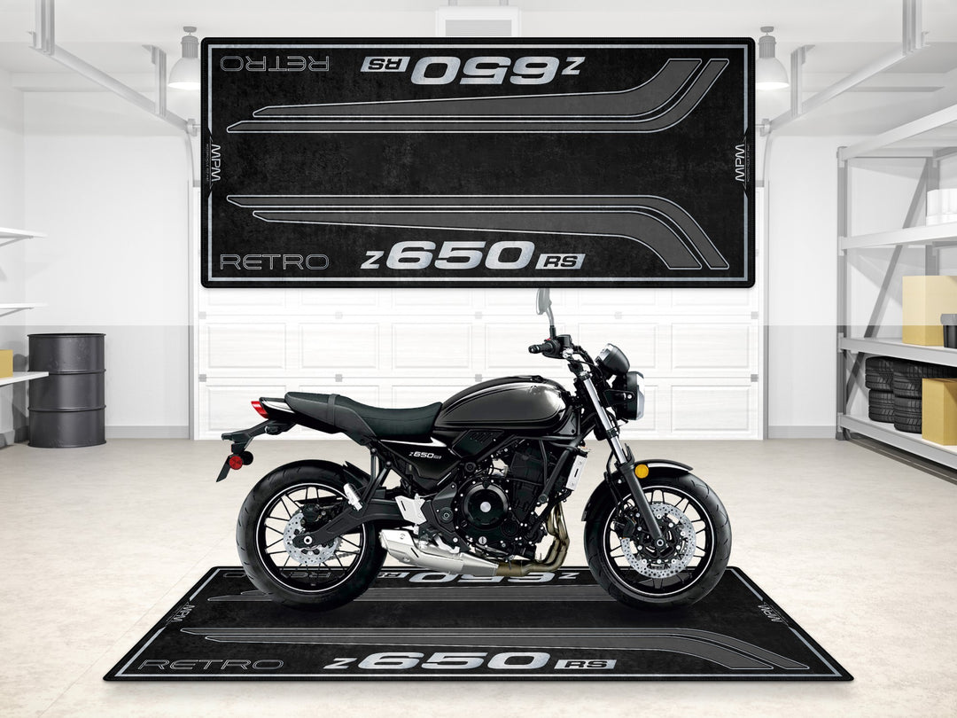 Z650RS retro garage mat with sleek design. Perfect parking mat and floor cover for any rider essentials.
