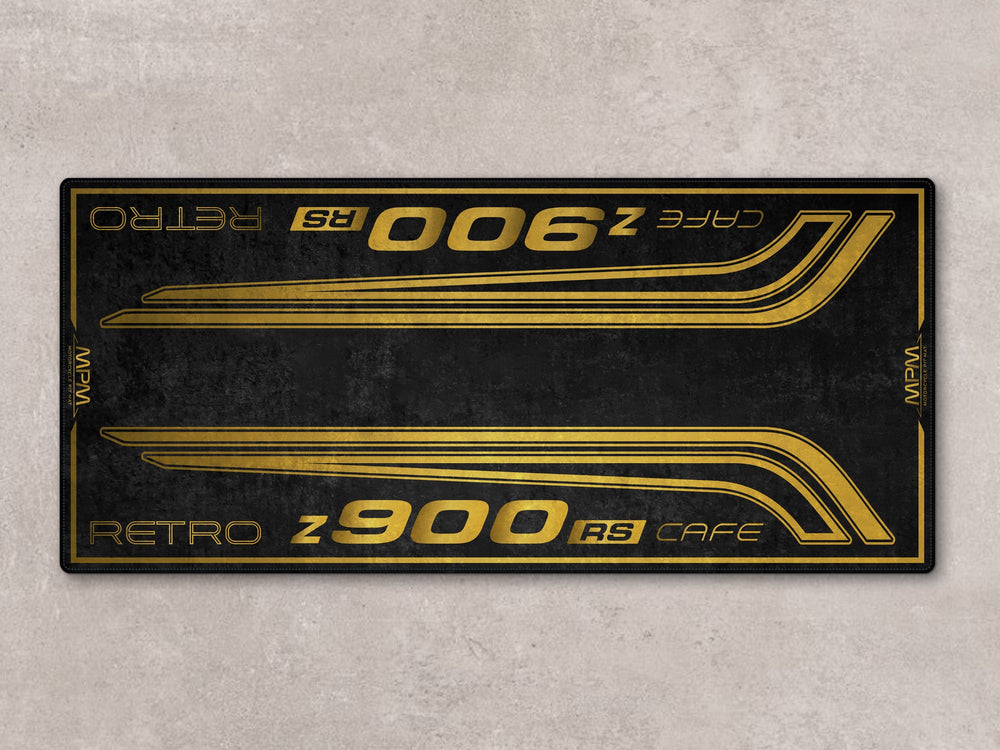 Z900RS CAFE pit mat with Thermoplastic Rubber. Durable carpet for bike zone, parts area, or racetrack prep.