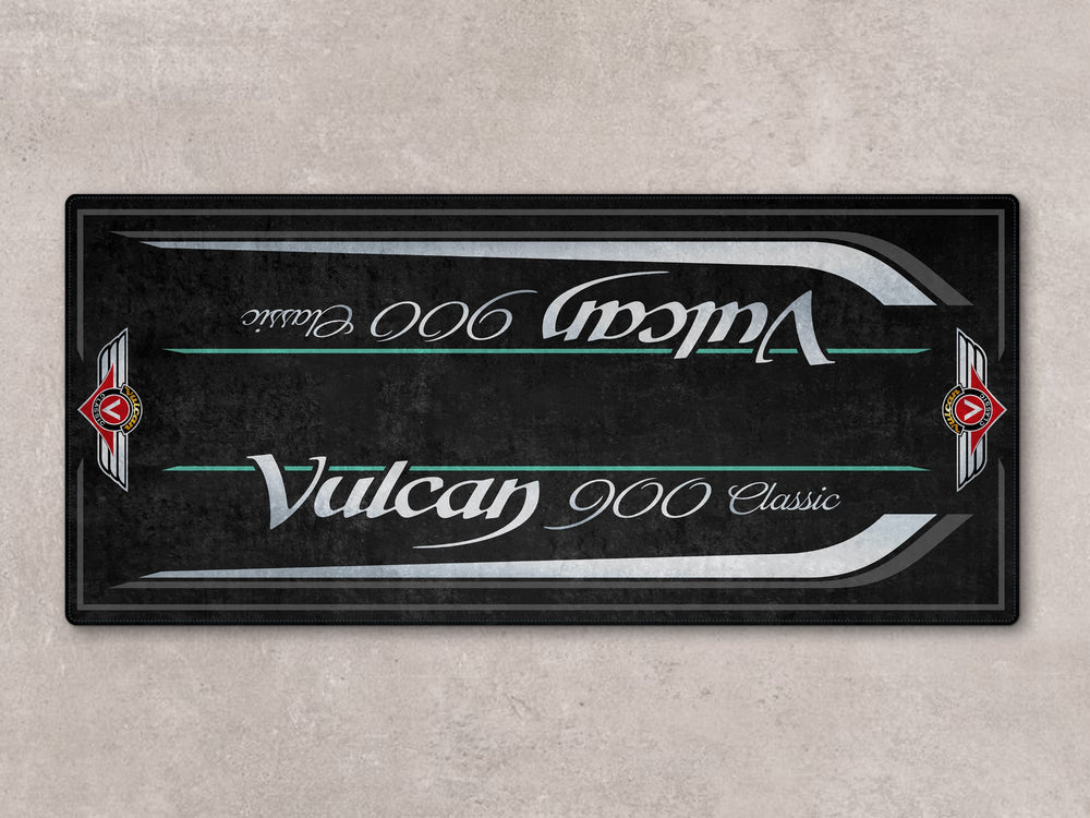 Motorcycle pit mat for Vulcan 900 Classic LT. Great parking mat for showroom or track prep areas.