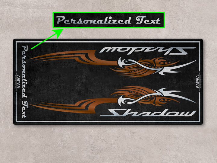 Motorcycle display carpet for Shadow Aero. Great accessory for track prep, parking mat zones, and rider essentials.