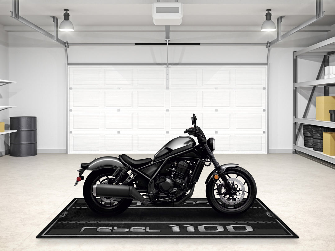Honda Rebel 1100 pit mat in gray metallic. Rug for parking mat setups, track prep, and rider essentials corner.