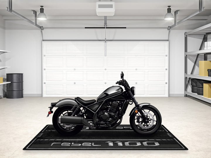 Honda Rebel 1100 pit mat in gray metallic. Rug for parking mat setups, track prep, and rider essentials corner.