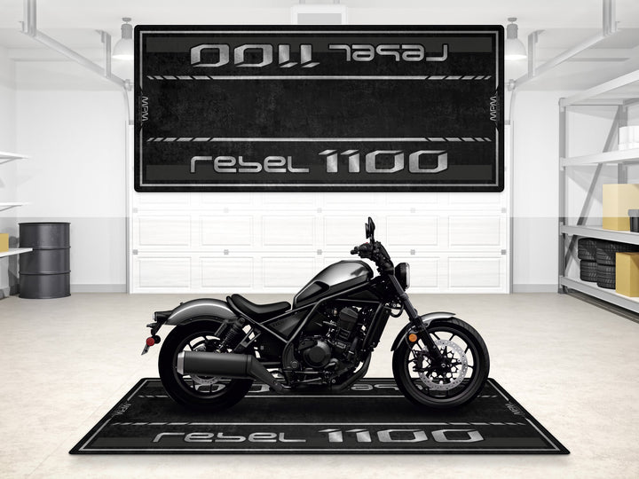 Rebel 1100 parking mat in gray metallic tones. Premium garage mat for floor cover and garage floor protection.
