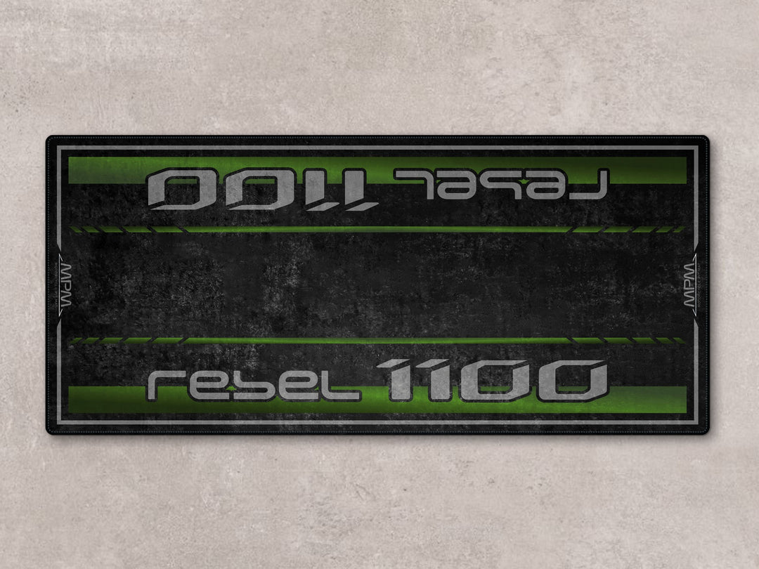 Rebel 1100 parking mat for garage or showroom. A functional rug and accessory for motorcycle gear lovers.