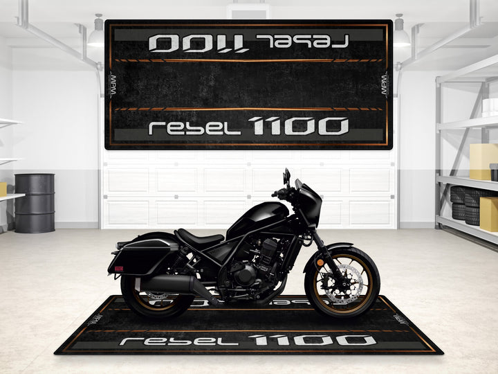 Honda Rebel 1100 garage mat with durable surface. Ideal parking mat and floor cover for garage floor protection.