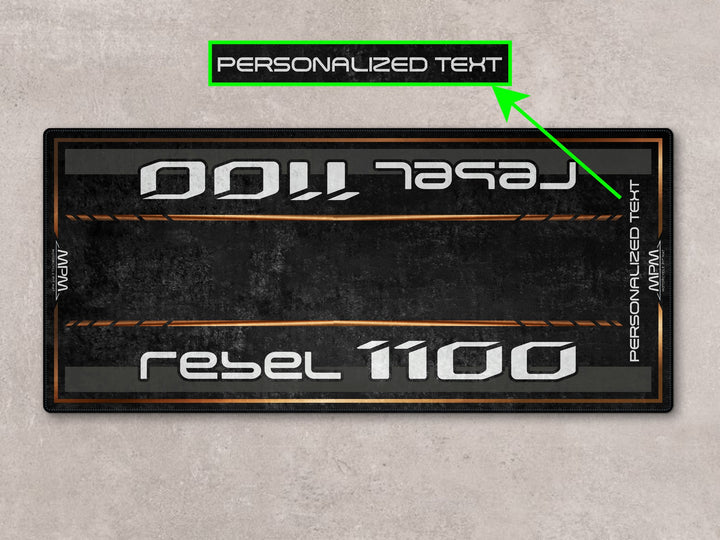Motorcycle display carpet for Rebel 1100. Track prep essential with Thermoplastic Rubber and non-slip base.