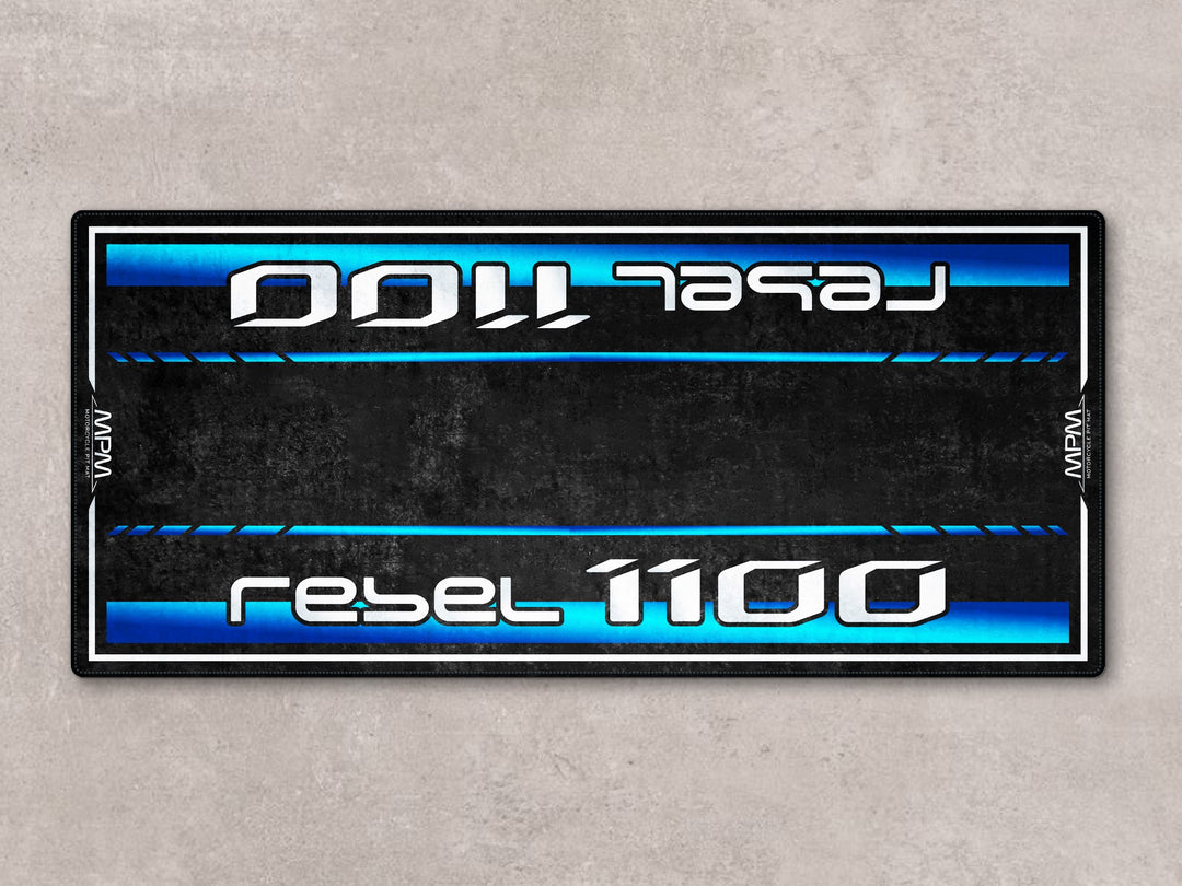 Durable Thermoplastic Rubber motorcycle rug for Rebel 1100. Ideal for use as a showroom accessory or garage mat.