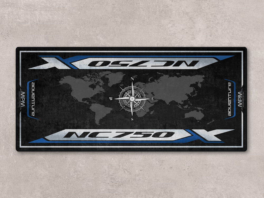 Matte Nightshade Blue garage mat for NC750X riders. Durable pit mat offering garage floor protection and style.