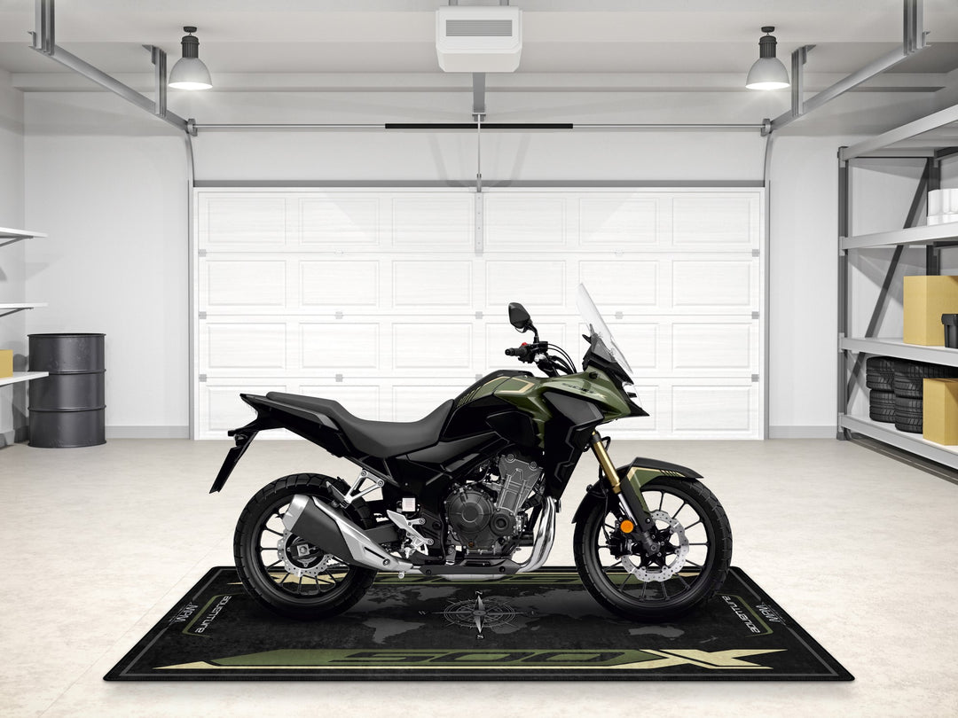 Gift-worthy CB500X motorcycle rug for adventure lovers. The perfect addition to any showroom or track prep zone.