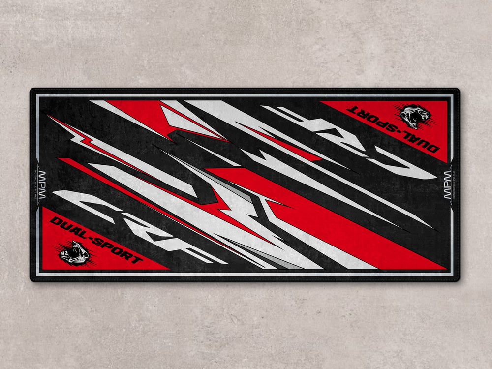 CRF300L motorcycle pit mat. Perfect for garage floor protection, track prep, and daily dual sport use.