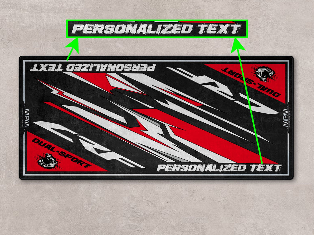 Motorcycle display carpet for Honda CRF300 Rally. Great gift and rider essentials for your superbike garage.