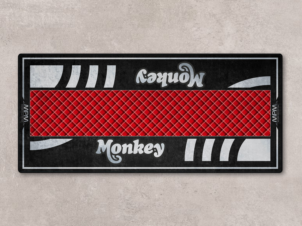 Nebula Red floor cover for Honda Monkey. Rug designed for parts zone, bike display, and rider garage setups.