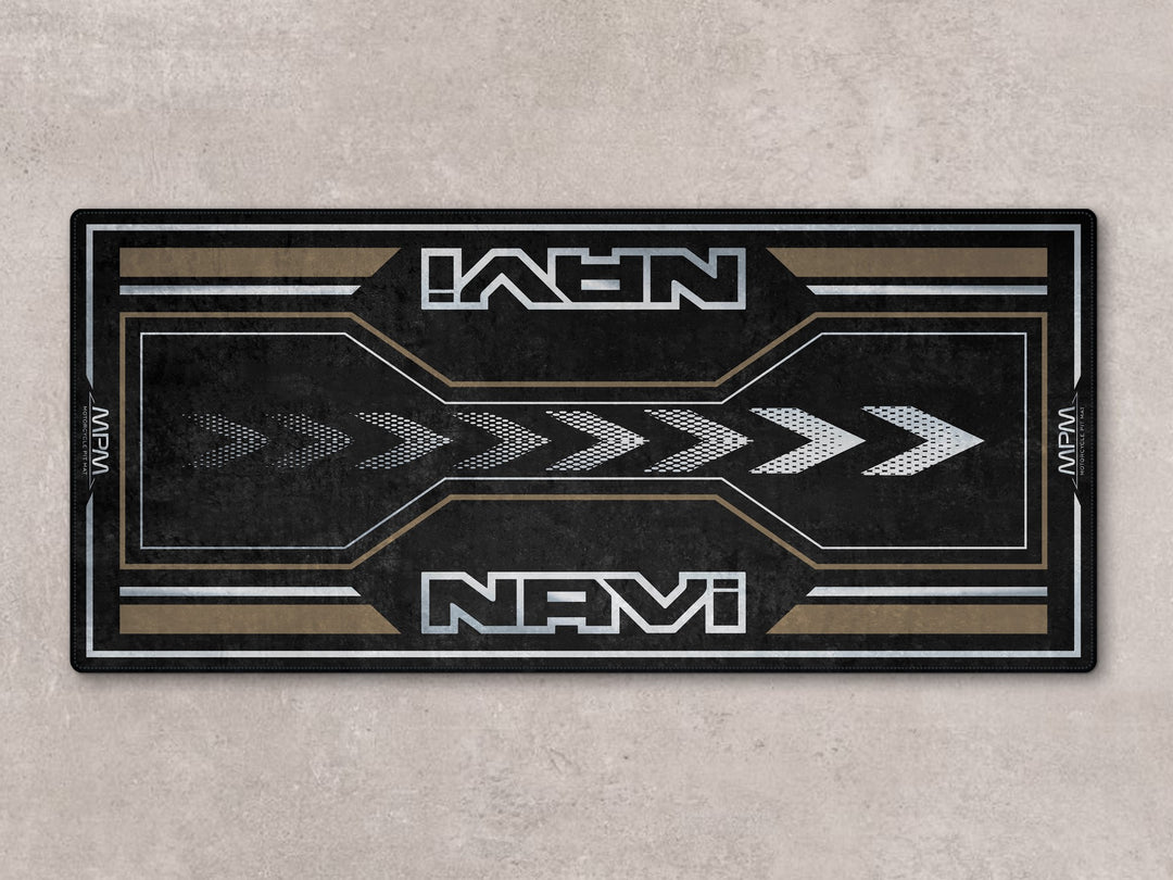Nut Brown pit mat for Honda Navi. Rug designed for motorcycle gear, showroom, or garage floor protection.