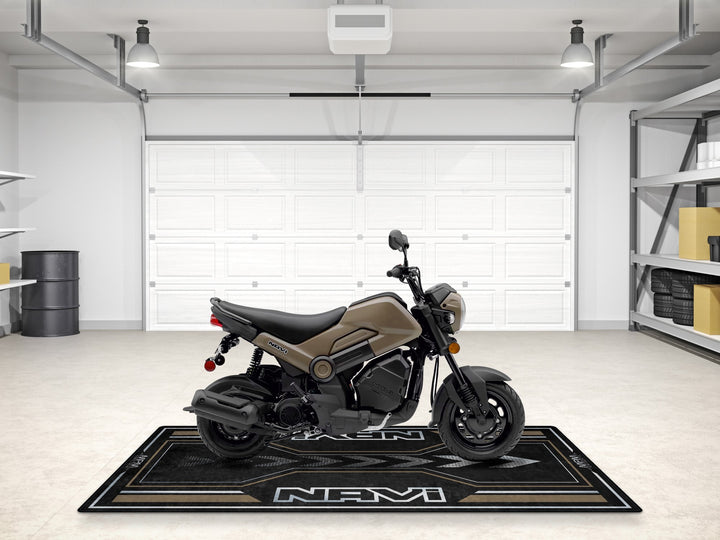 Nut Brown custom pit mat for Honda Navi. Great garage mat for parts corner or superbike garage theme.