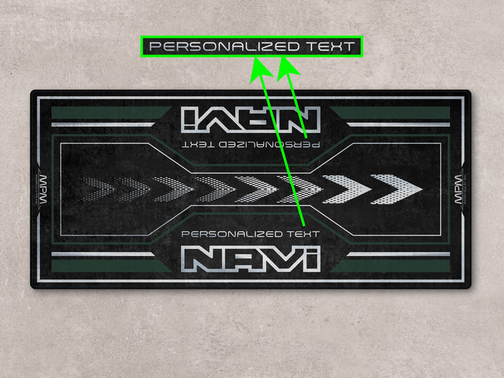 Custom pit mat for Honda Navi in Ranger Green. Motorcycle gear-friendly rug for track prep and rider space.