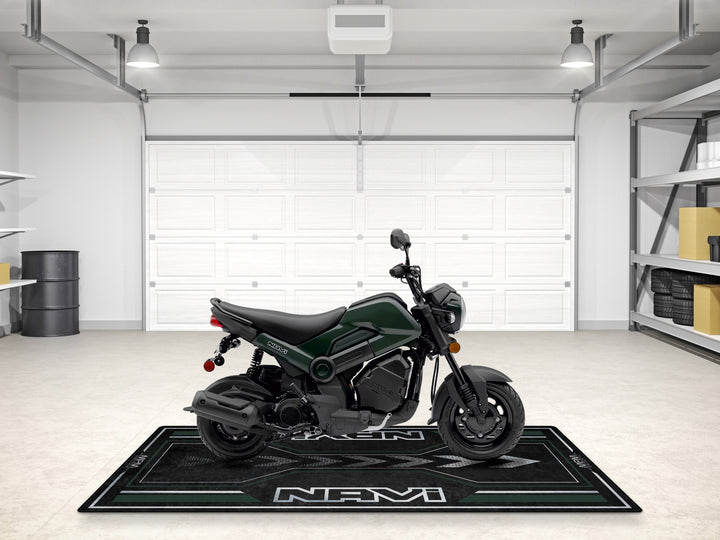 Honda Navi custom parking mat in green. Great for bike zone, motorcycle display, or superbike garage decor.