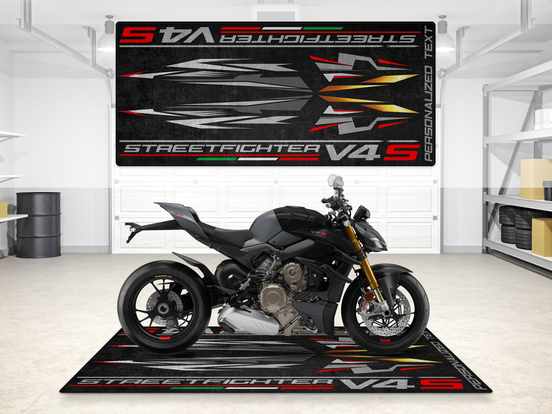 Stand out in your superbike garage with this custom pit rug. An ideal gift and accessory for any rider or motorcycle gear lover.
