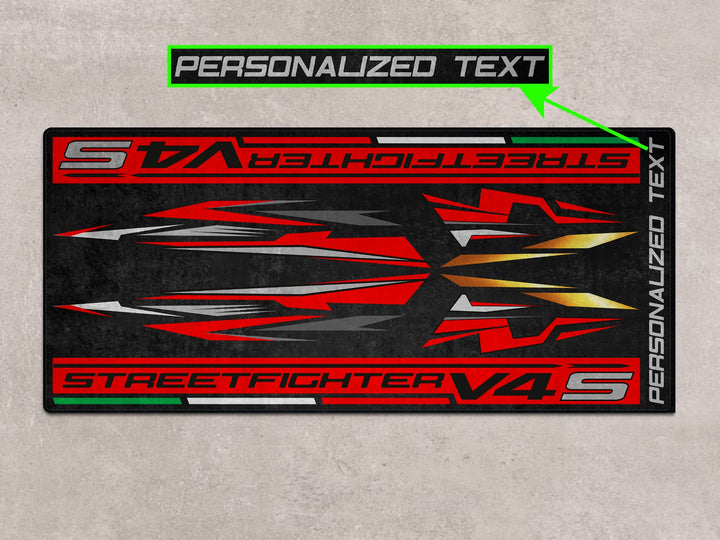 Show off your Ducati Streetfighter V4 S Ducati Red in style. This motorcycle display mat is the perfect gift for any rider’s gear and garage space.