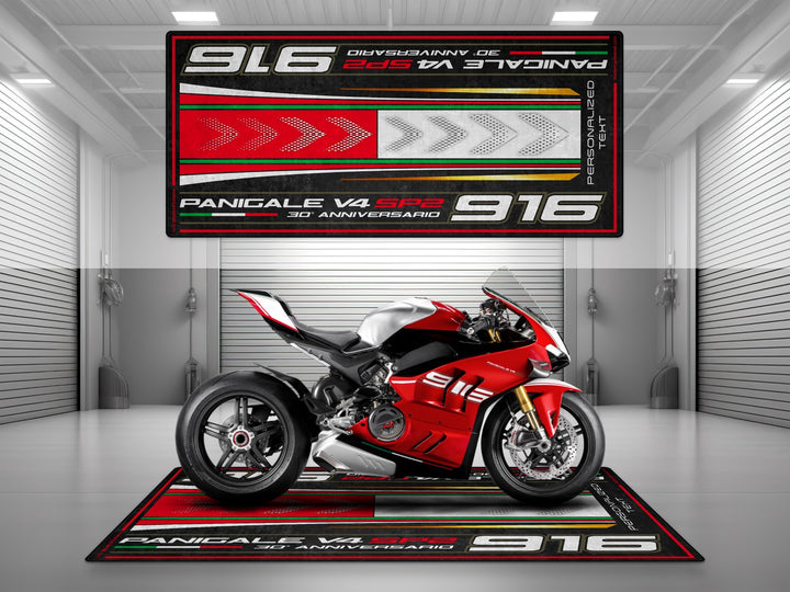 Personalized carpet mat for Ducati Panigale V4 SP2 916. A perfect motorcycle gift, ideal for rider essentials and matching your motorcycle gear.