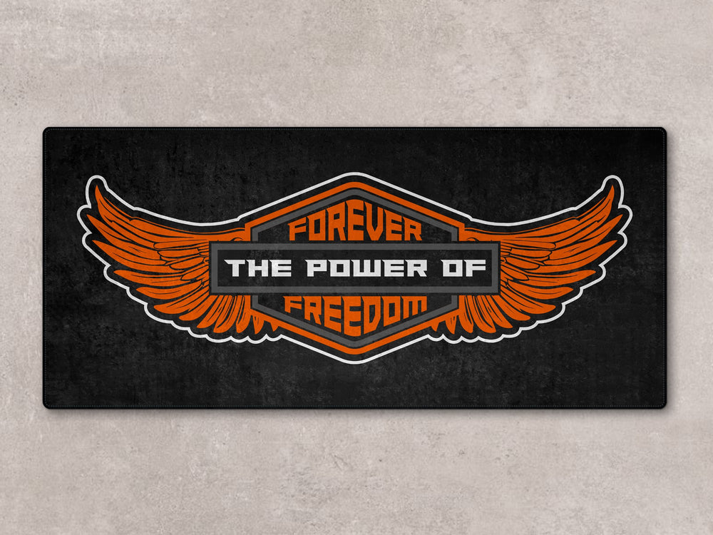 Indian Chopper Freedom Wings Motorcycle Garage mat, racetrack pit rug, showroom carpet, motorcycle accessory, garage floor cover.