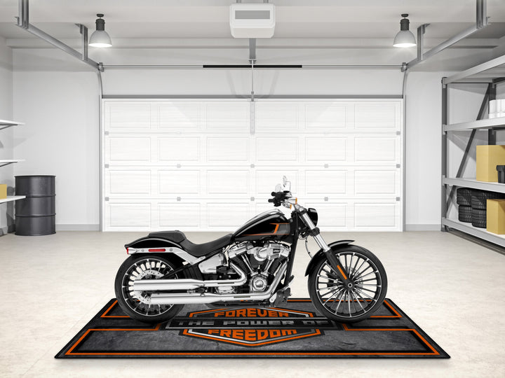 OCC & WCC American Chopper Black-Orange Motorcycle Garage mat, superbike garage pit mat, parking rug, Thermoplastic Rubber cover.