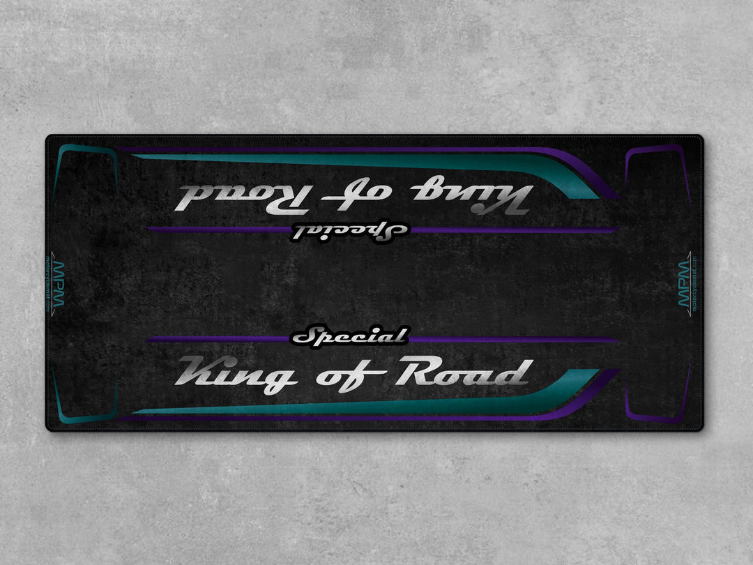 Garage mat for Harley Davidson Road Glide Special Snake Venom—rugged floor cover built for showroom flair and garage floor protection.