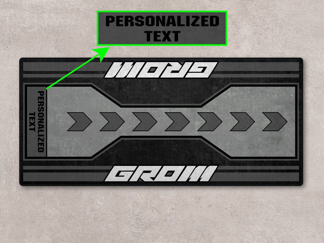 Custom pit mat for Honda Grom. Thermoplastic Rubber base, perfect for racetrack or bike zone setup.