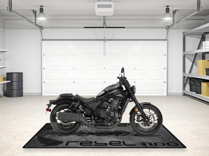 Rebel 1100 pit mat with stone finish. Premium garage carpet for superbike garage and rider essentials area.