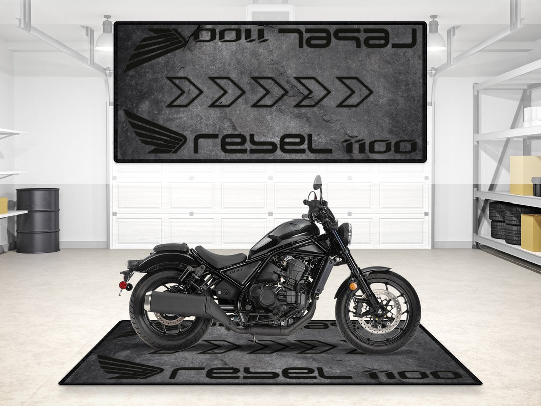Stone-texture garage mat for Rebel 1100. Floor cover and parking mat solution with rugged aesthetic.