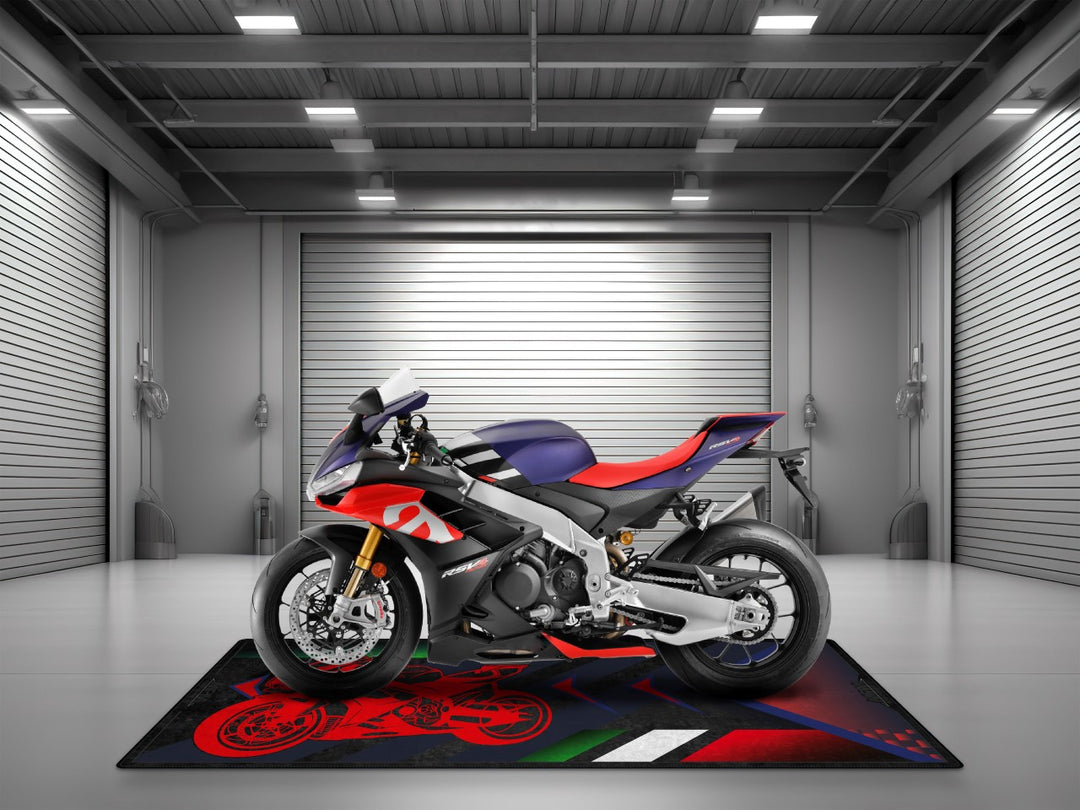 Durable pit mat for Aprilia RSV4 – premium accessory for rider essentials, bike zone, or motorcycle gear setup.