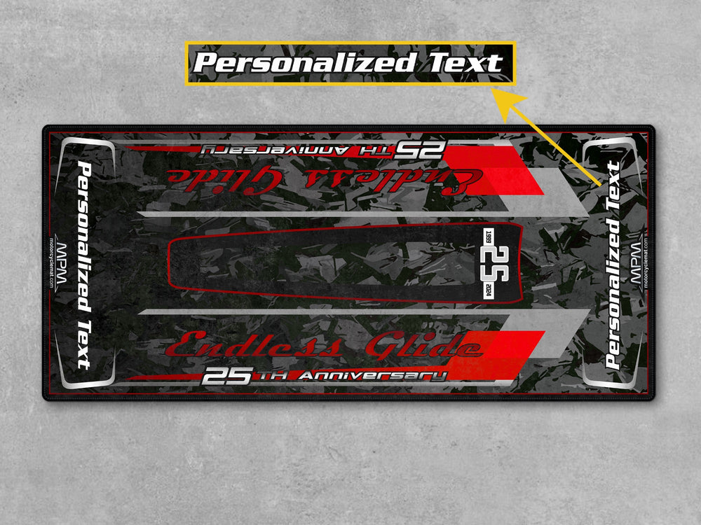Harley Davidson Road Glide 25th Anniversary Black-Red Personalized Motorcycle Garage mat, custom pit rug, bike zone floor cover, accessory.