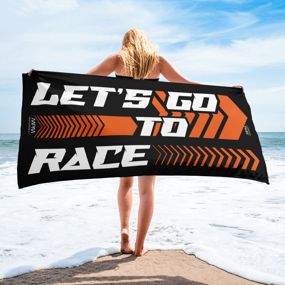 Designed Beach Towel Inspired by KTM Style Let's Go To Race Orange