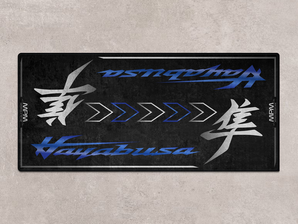 Thermoplastic Rubber parking mat for Hayabusa Vigor Blue – motorcycle gear zone rug and garage accessory.