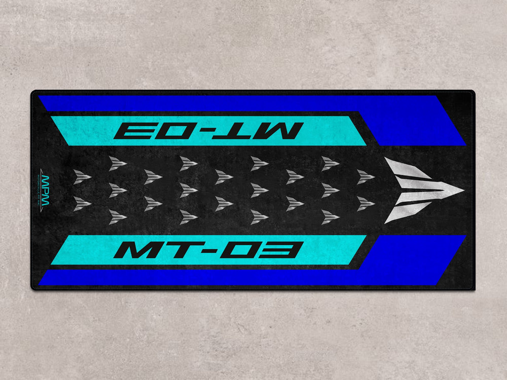 Thermoplastic Rubber pit mat for Yamaha MT-03 Icon Blue. Perfect for parking mat, gift, or garage mat setup.