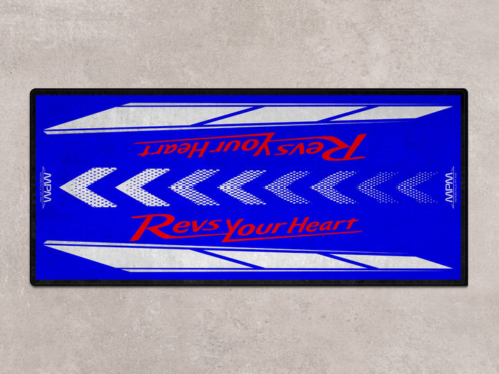 Parking mat and motorcycle gear rug for Yamaha MT-10 and YZF125, perfect for garage floor cover and display.