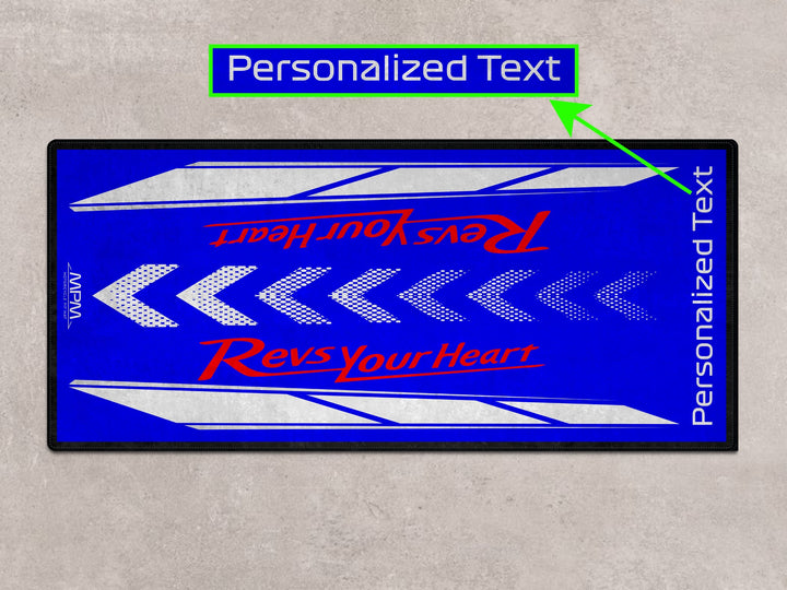 Personalized motorcycle display mat for Yamaha R15 and MT-10, perfect for bike zone and track prep style.