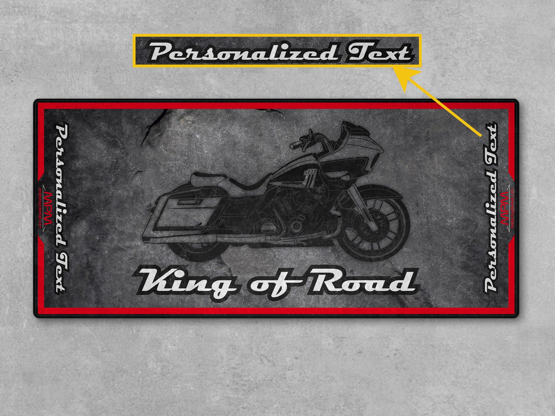 Motorcycle Mat Asphalt Design for Cruiser Motorcycle "King of Road" - MM7268