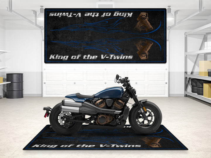 Designed Pit Mat for Cruiser Motorcycle "King of the V-Twins" - MM7302