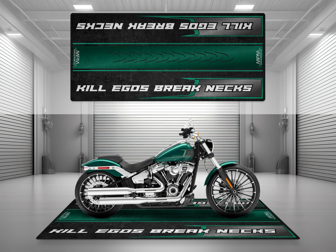 Motorcycle Mat for Cruiser Motorcycle "Kill Egos Break Necks" - MM7309