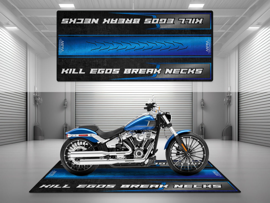 Motorcycle Mat for Cruiser Motorcycle "Kill Egos Break Necks" - MM7309