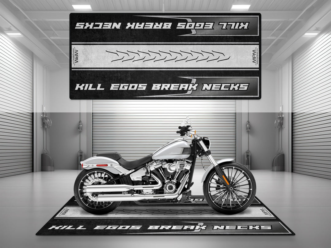 Motorcycle Mat for Cruiser Motorcycle "Kill Egos Break Necks" - MM7309