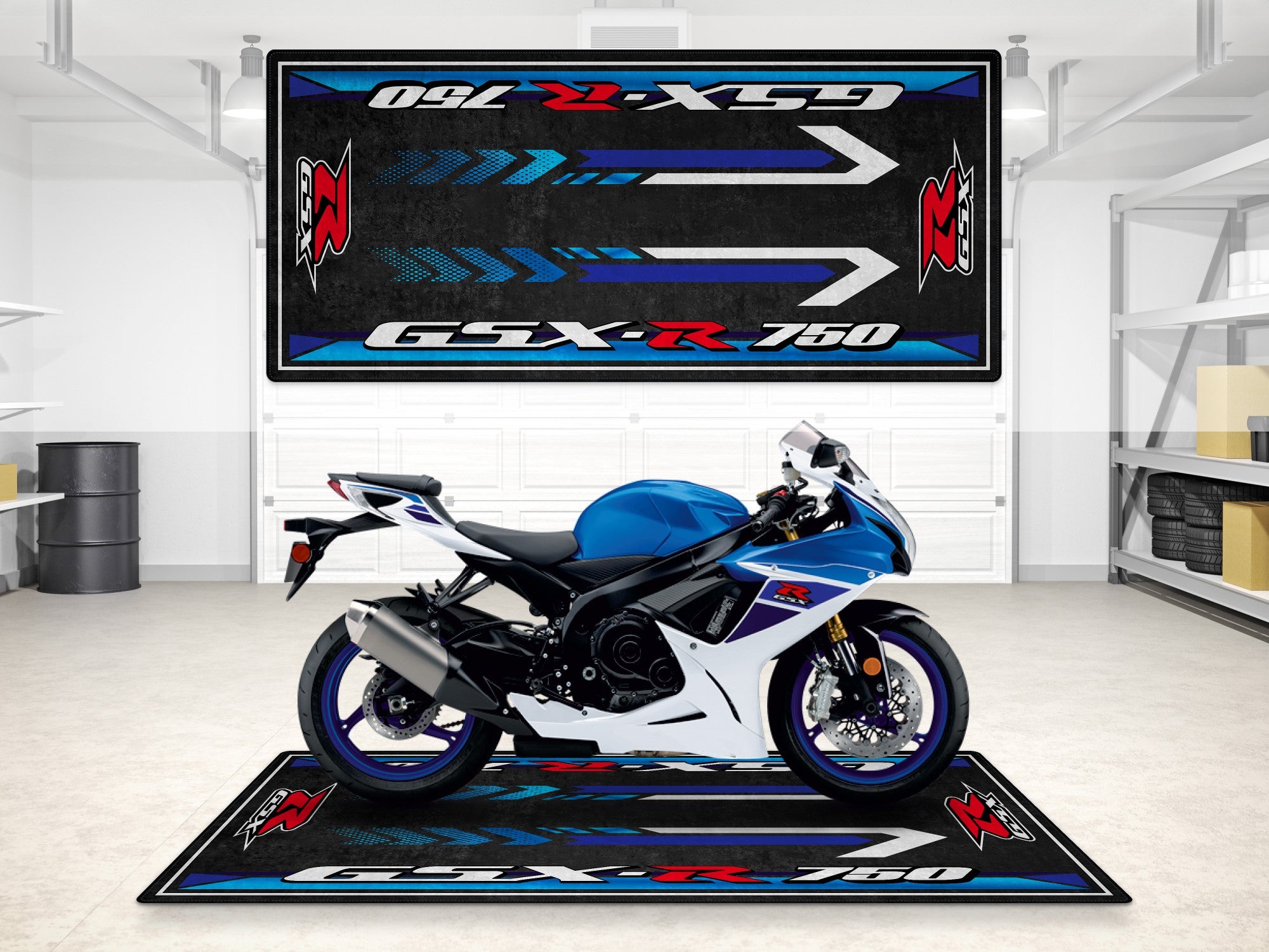 Suzuki Motorcycle Pit Mat - Personalized Garage Floor Display Mat 