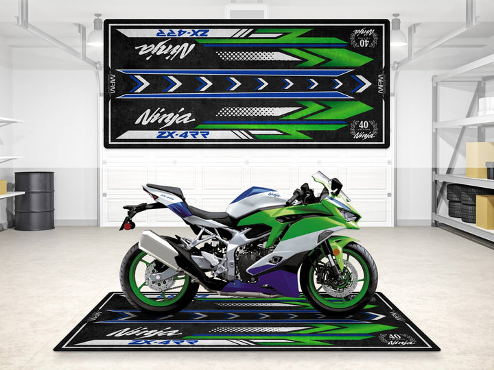 Designed Pit Mat for Kawasaki Ninja ZX-4RR 40th Anniversary Motorcycle - MM7394