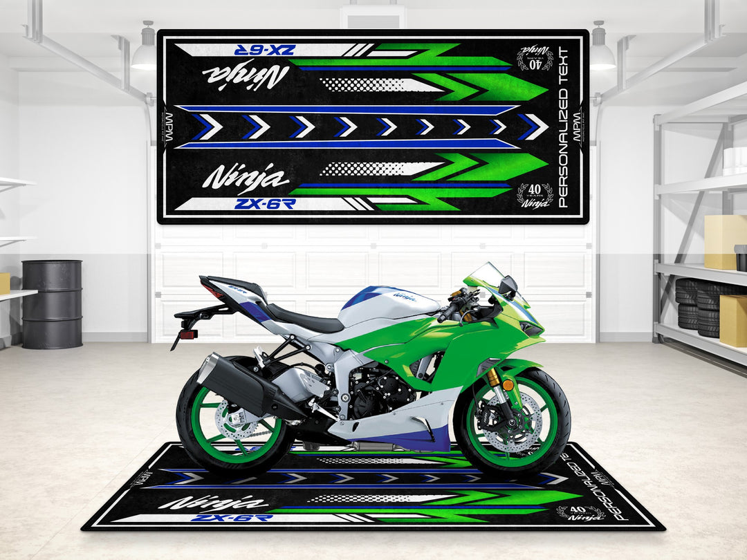 Designed Pit Mat for Kawasaki Ninja ZX-6R 40th Anniversary Motorcycle - MM7397
