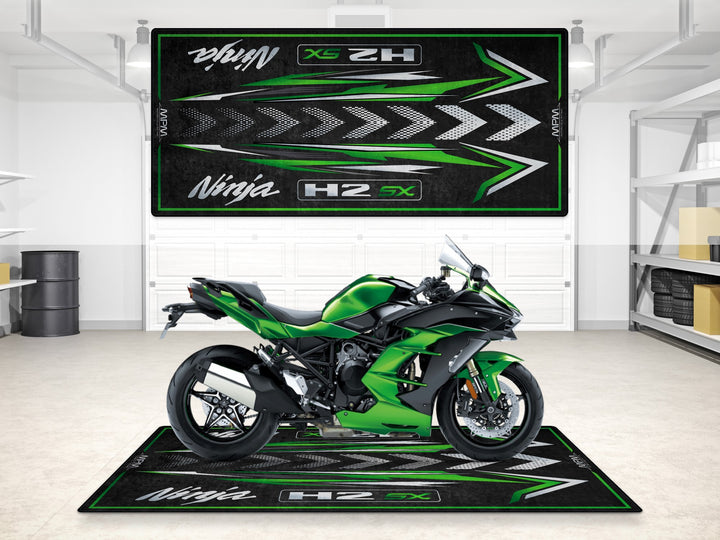 Designed Pit Mat for Kawasaki Ninja H2 SX Motorcycle - MM7404