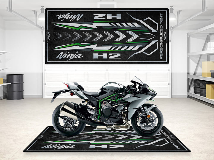Designed Pit Mat for Kawasaki Ninja H2 Motorcycle - MM7405