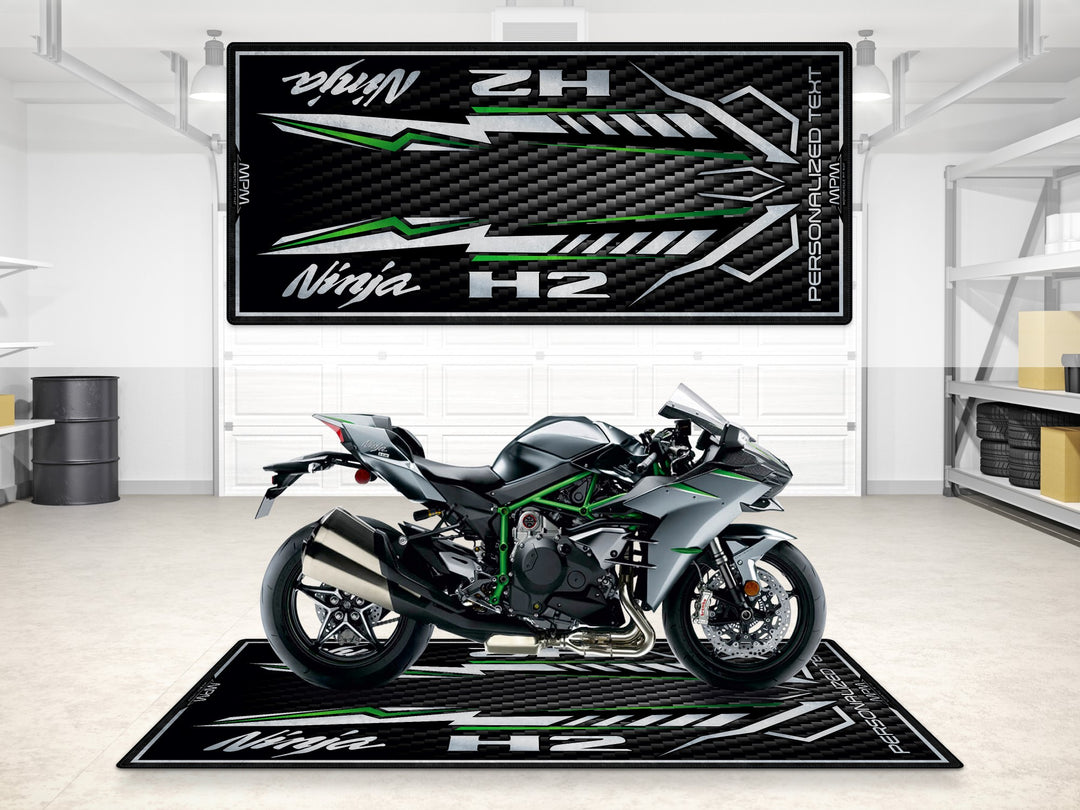 Designed Pit Mat for Kawasaki Ninja H2 Carbon Motorcycle - MM7406